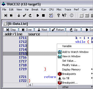 TRACE32 インストラクションセットシミュレータ