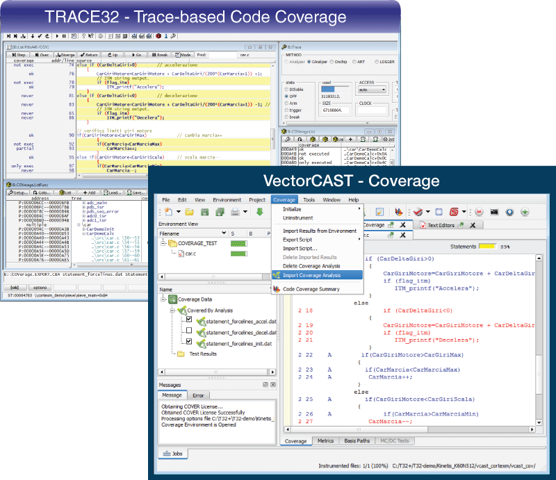Integration with VectorCAST® - Code Coverage